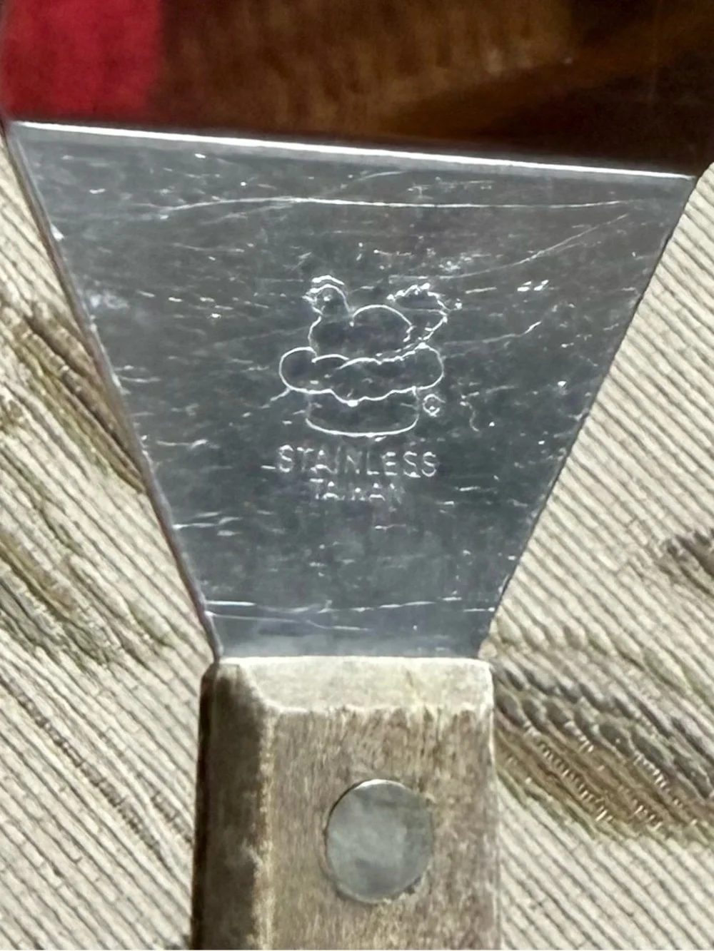 Vintage Stainless Steel Mini Spatula with Wood Handle Slotted 7.5”